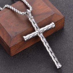 Christmas Gift High Polished Jesus Christ Cross Shape Mens And Womens Sterling Silver Stainless Steel Locket-image-7