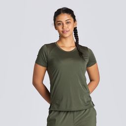Women's Close fitted Crew Neck Short Sleeved T-Shirt Run 500 - Khaki Green-image-83