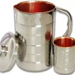 Copper-Steel Luxury JUG with One Glass, Best for Home Health and Gift Purpose Jug Glass Set-image-23