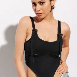 FREAKINS Black Cotton Denim Fitted Top-picture-58