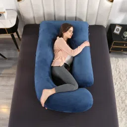 ultra soft j shaped Polyester Fibre Solid Pregnancy Pillow Pack of 1-image-37