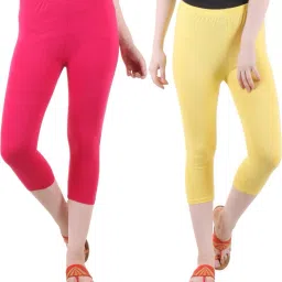 Cotton Lycra plain capri for women,capri for ladies Women Pink, Yellow Capri-image-89