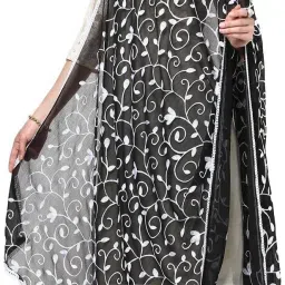 Chiffon Embroidered Black, White Women Dupatta-picture-32
