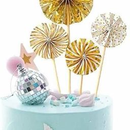 Happy Birthday Cake Topper 6Pcs with Golden Confetti Balloons,Fans and Bday Cupcake Toppers for Kids Boy's Girls Adults Husband Women Special Decorations Items/Cakes accessories,Cards,Tags-image-55