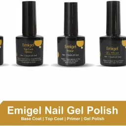 Combo Kit of UV Nail Primer, Top Coat Glossy, Base Coat and 2pc Gel Polish 7.5ml/each Code:E21-E22-13