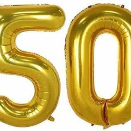 Solid 50 Number Balloon Golden Color Foil Balloon Balloon-12