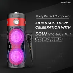 KRISONS ATOM_Red With in built Torch,Fm,Usb and Aux 30 W Bluetooth Party Speaker image 2