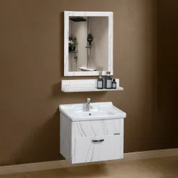 Unbreakable Bathroom Vanity Cabinet & Washbasin Set/Washbasin with Cabinet/ Basin Cabinet for Bathroom with Mirror (APS-584) Wall Hung Basin-16