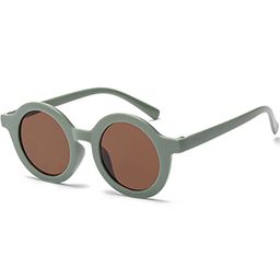 SYGA Kids Round Sunglasses with UV Protected Lens Goggles-Round-GreenFrame&Tea-108