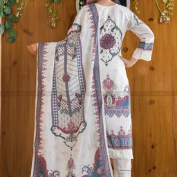PMD Fashion Ethnic Motifs Printed Regular Thread Work Kurta with Trousers & With Dupatta image 2