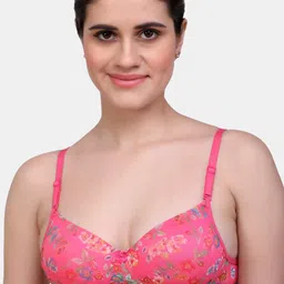 MAROON Floral Printed Half Coverage Heavily Padded All Day Comfort Seamless T-shirt Bra-picture-49