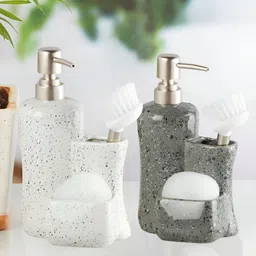 Kookee White & Grey Abstract Ceramic Soap Dispenser image 1
