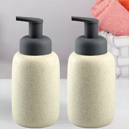 Kookee Off White & Black 2 Pieces Abstract Printed Ceramic Soap Dispensers 400 ml Each-14