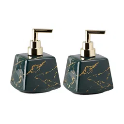 Kookee Green 2 Pieces Abstract Ceramic Soap Dispenser 300 ml image 2