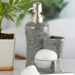 Kookee Grey White 3 piece Abstract Ceramic Soap Dispenser image 5