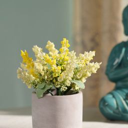 Pure Home and Living  Green & Yellow Faux Lavender Plant With Cement Pot-picture-34