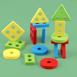 Kidology Kids Montessori Wooden Stacking Shape Sorting Toys-image-3