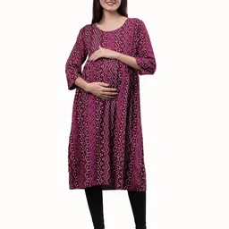 CEE-18 Bandhani Printed Round Neck Maternity Anarkali Kurta-16