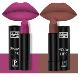 PERPAA Set Of 2 Creamy Matte Bullet Lipstick - 3.5g Each - Rose Magenta58 - Nude Brown 111-image-49