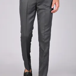 Men Regular Fit Grey Cotton Blend Trousers-image-77