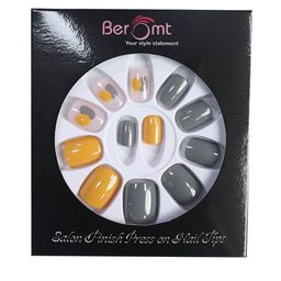 BEROMT 12 Pcs Long-Lasting Reusable Lightweight Salon Finish Press On Nail Tips - 754-16