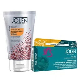 Jolen New York Set Of Orange B3 Hair Removal Cream & Cream Bleach With Turmeric -50g + 40g-8
