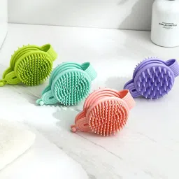 2 in 1 Bath and Shampoo Brush, Soft Silicone Loofah Double-Sided Body Brush-image-38