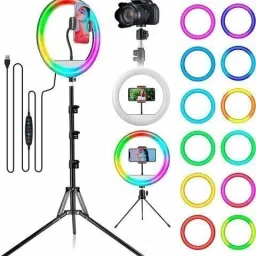 TECHMAZE 10 inch RGB Ring Light 360?Full Color 13 Dynamic RGB + 13 Static RGB + 3 Daily Tripod-28