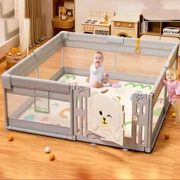 Playpen for Babies Kids Indoor Safety Playard Play Area Fence (grey ,180 *200cm)-15