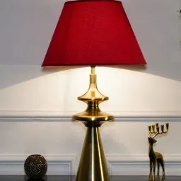 kapoor lampshades Gloucester Metal Table Lamp with Maroon Cotton Shade-picture-0