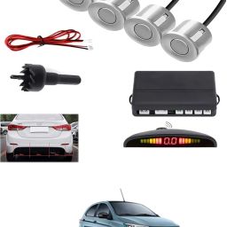4Silver Parking Sensor With LED Display Increased Safety For Car-267 Universal 4 Silver Reverse Parking Sensor With LED Display For Cars-267 Parking Sensor-image-60