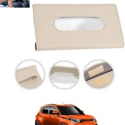 Beige Leatherite Rectangle Shape Fancy Design Tissue Dispencer For Car-82 Vehicle Tissue Dispenser-33