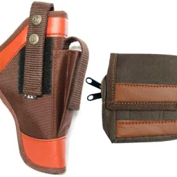 Nylon 9 mm Revolver Pistol Racquet Brown Carry Case Pouch Pistol/Gun Cover Free Size-image-89
