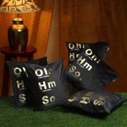 Black Quoted Velvet 16 x 16 Inches Cushion Covers (Set of 5) by Hosta Homes-picture-49
