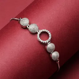ZENEME Rhodium-Plated American Diamond Link Bracelet-image-51