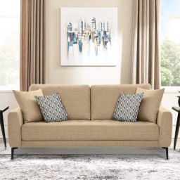 casacraft from pepperfry Portland Fabric 3 Seater Sofa in Cream Colour-picture-19