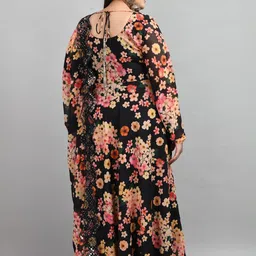 prettyplus by desinoor.com PrettyPlus by Desinoor com Plus Size Floral Printed Mirror Work Georgette Kurta image 5