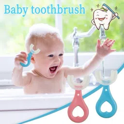 U Shaped Toothbrush for Kids Manual Whitening Silicone Brush (PACK OF 2) Extra Soft Toothbrush-image-76