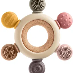 Baby Teething Toy Babies Teething Ring Teething Relief Wooden Ring Newborn Teether-image-42