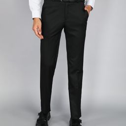 raymond Men Slim Fit Black Polyester Trousers-picture-6