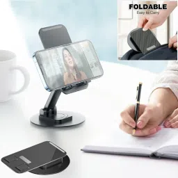 BROLAVIYA 360 Degree Rotation Desktop Mobile / Tablet Stand With Foldable Design Mobile Holder image 5