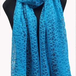 Net Self Design Blue Women Dupatta-image-83