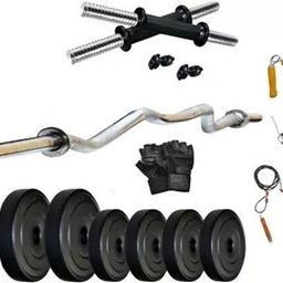 l'avenir FITNESS 20KG (2pcs * 5kg + 4pcs * 2.5kg) PVC Weight Plates + 2 Dumbbell Rods + Bend Rod + FITNESS ACCESSORIES Fitness Accessory Kit Kit-picture-1