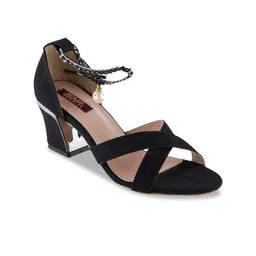 SHUZ TOUCH Black Block Peep Toes-20