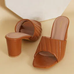 HEELSNFEELS Textured Open Toe Block Heels image 1