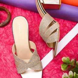 pelle albero Peep Toes Embellished Party Block Heels-13