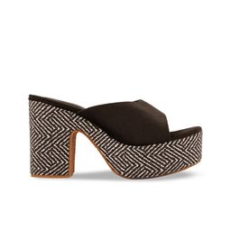 Rubeezz Black Printed Party Platform Peep Toes image 4