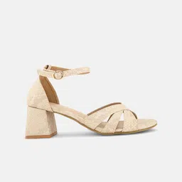 ALL TABS OPEN Textured Peep Toes Party Block Heels image 4