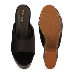 Rubeezz Black Printed Party Platform Peep Toes image 5