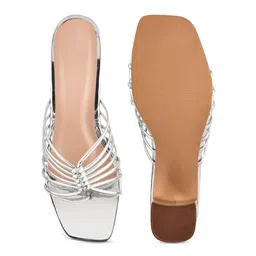 Try Me Strapy Textured Open Toe Block Heels image 4